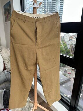 Marni 2018 Camel Wide Leg Cropped Trousers IT 46 Made in Italy